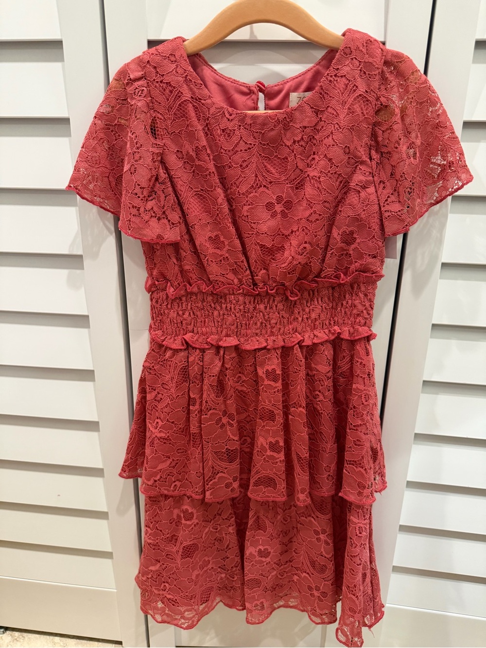 Zhenzi Coral Lace Tiered Dress for Girls